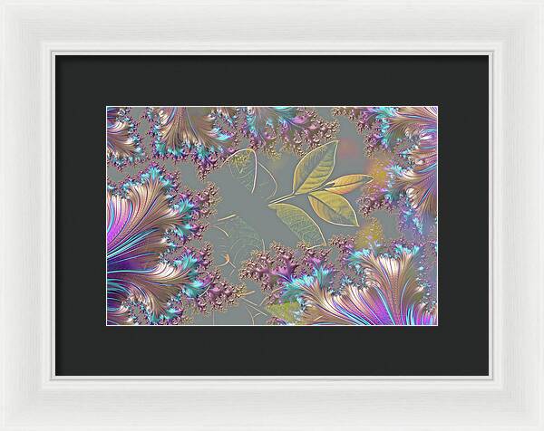 Feathers Gathered around Spring Leaves - Framed Print