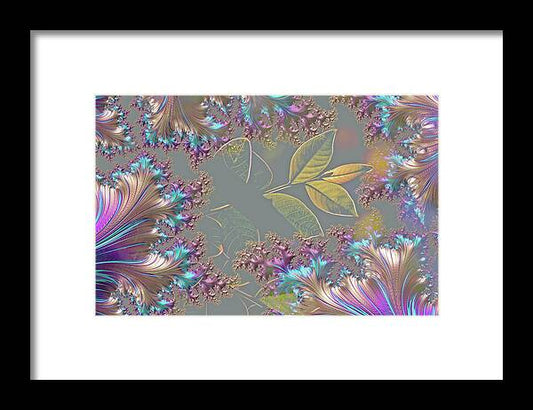 Feathers Gathered around Spring Leaves - Framed Print