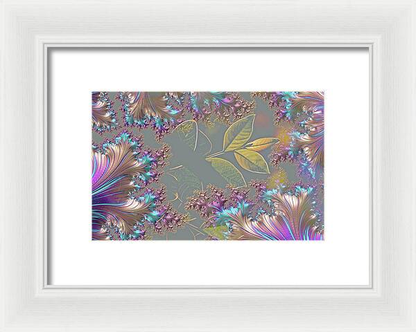 Feathers Gathered around Spring Leaves - Framed Print
