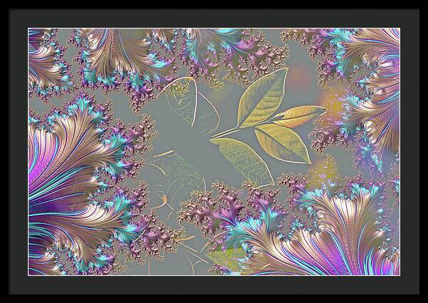 Feathers Gathered around Spring Leaves - Framed Print