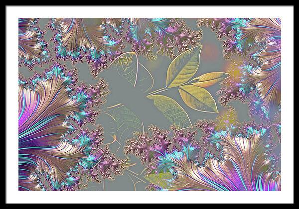 Feathers Gathered around Spring Leaves - Framed Print
