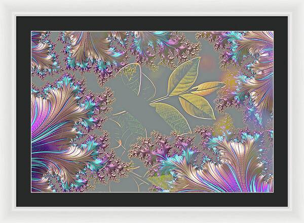 Feathers Gathered around Spring Leaves - Framed Print