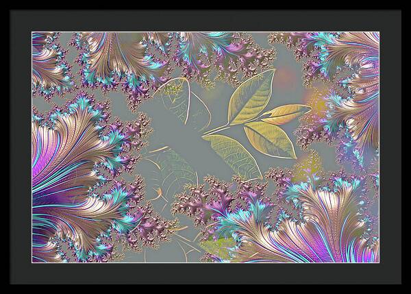 Feathers Gathered around Spring Leaves - Framed Print