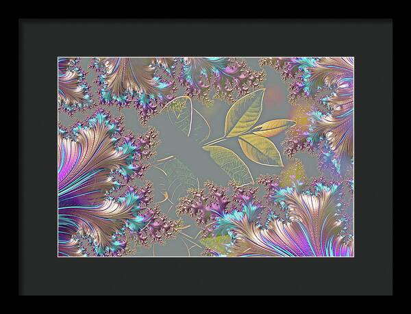 Feathers Gathered around Spring Leaves - Framed Print