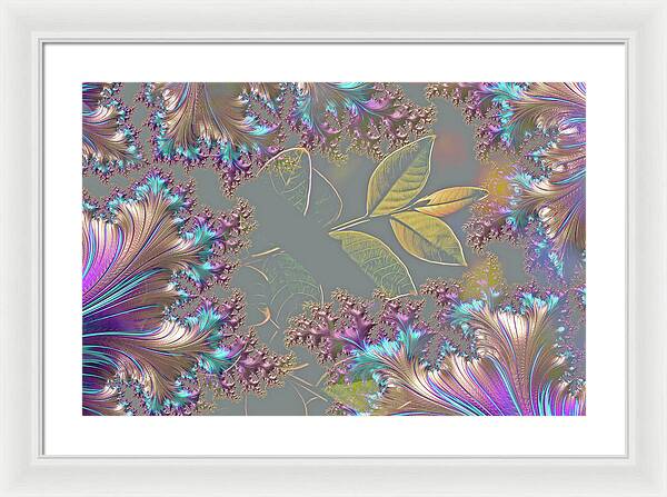 Feathers Gathered around Spring Leaves - Framed Print