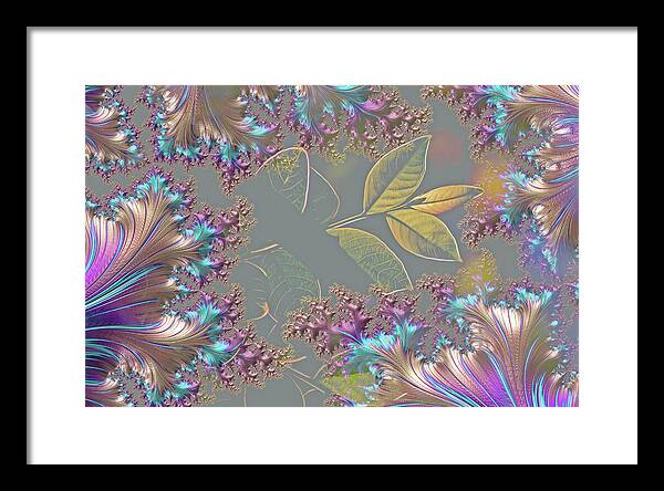 Feathers Gathered around Spring Leaves - Framed Print