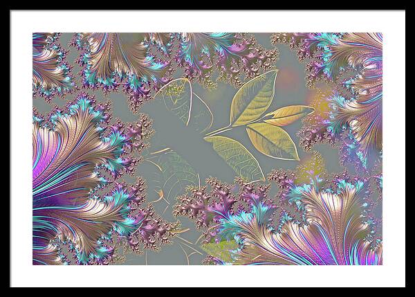 Feathers Gathered around Spring Leaves - Framed Print