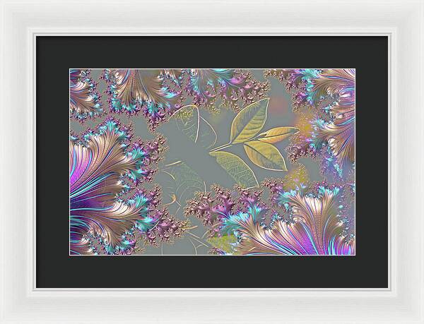 Feathers Gathered around Spring Leaves - Framed Print