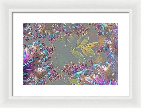 Feathers Gathered around Spring Leaves - Framed Print