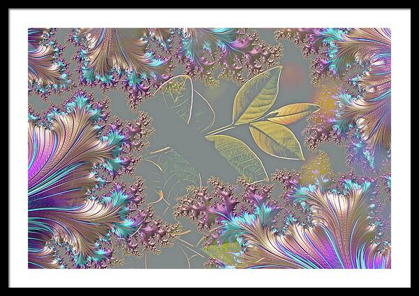 Feathers Gathered around Spring Leaves - Framed Print
