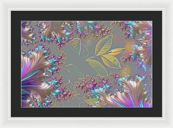 Feathers Gathered around Spring Leaves - Framed Print