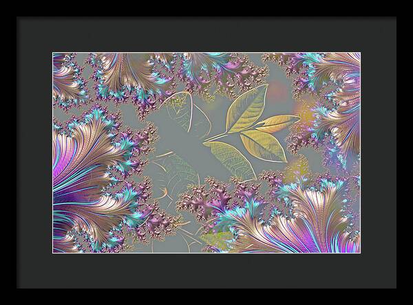 Feathers Gathered around Spring Leaves - Framed Print
