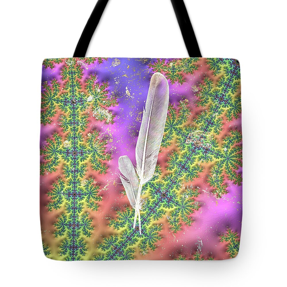 Feathers on a Textured Fractal Design - Tote Bag
