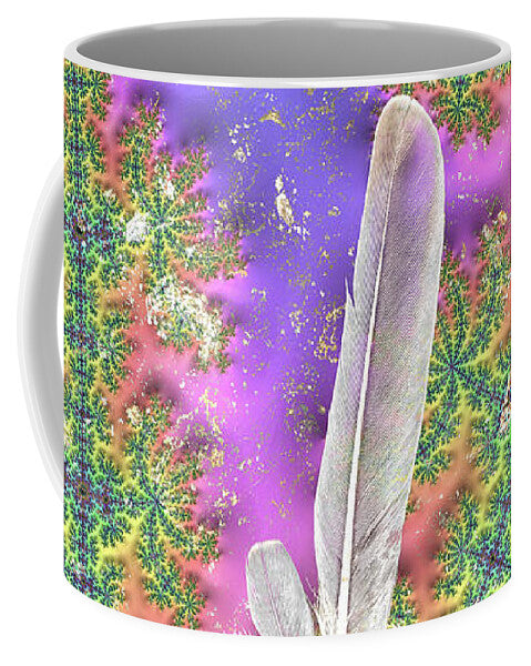 Feathers on a Textured Fractal Design - Mug