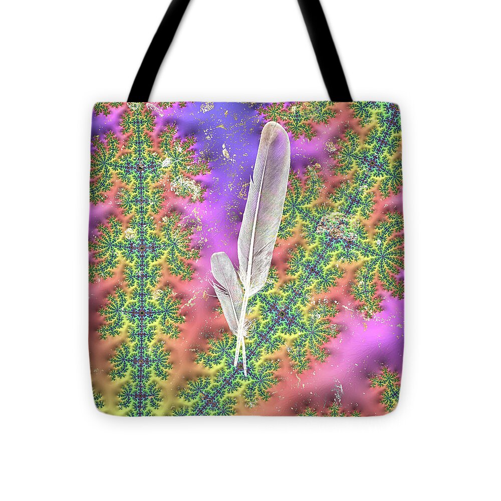 Feathers on a Textured Fractal Design - Tote Bag