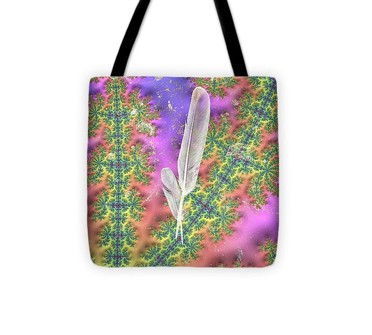 Feathers on a Textured Fractal Design - Tote Bag