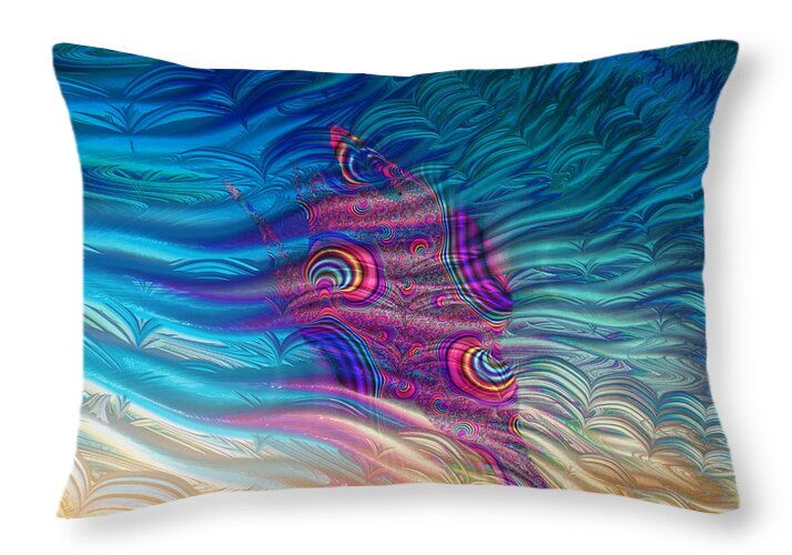 Feathery Fractals Artistic Design - Throw Pillow