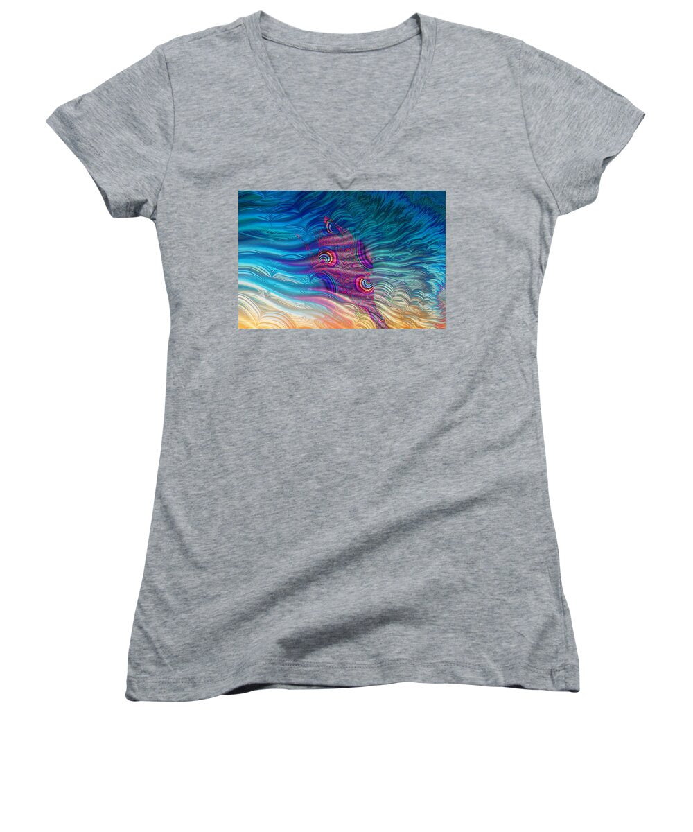 Feathery Fractals Artistic Design - Women's V-Neck