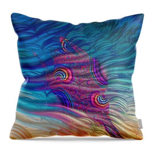 Feathery Fractals Artistic Design - Throw Pillow