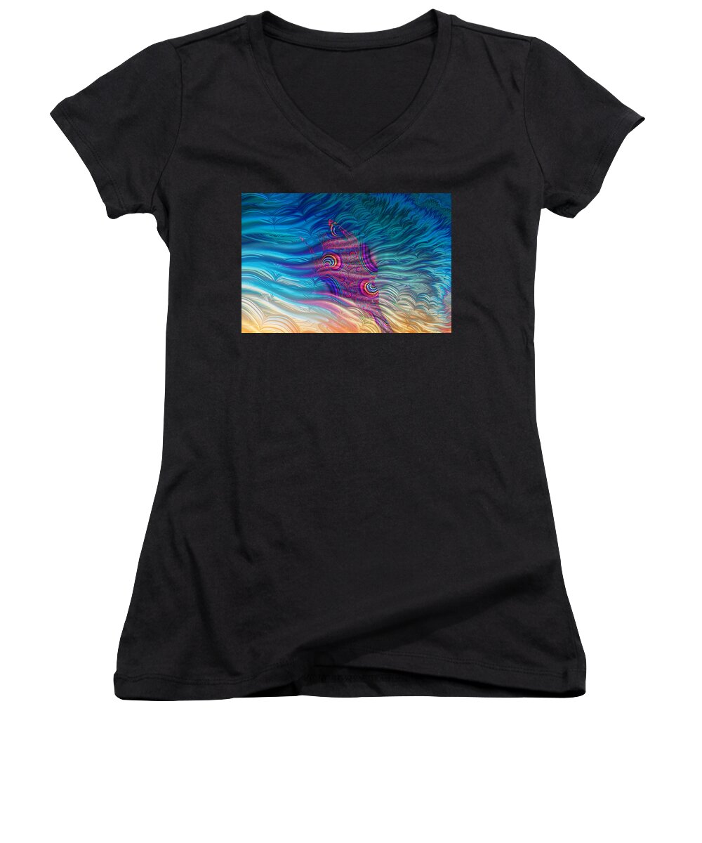 Feathery Fractals Artistic Design - Women's V-Neck