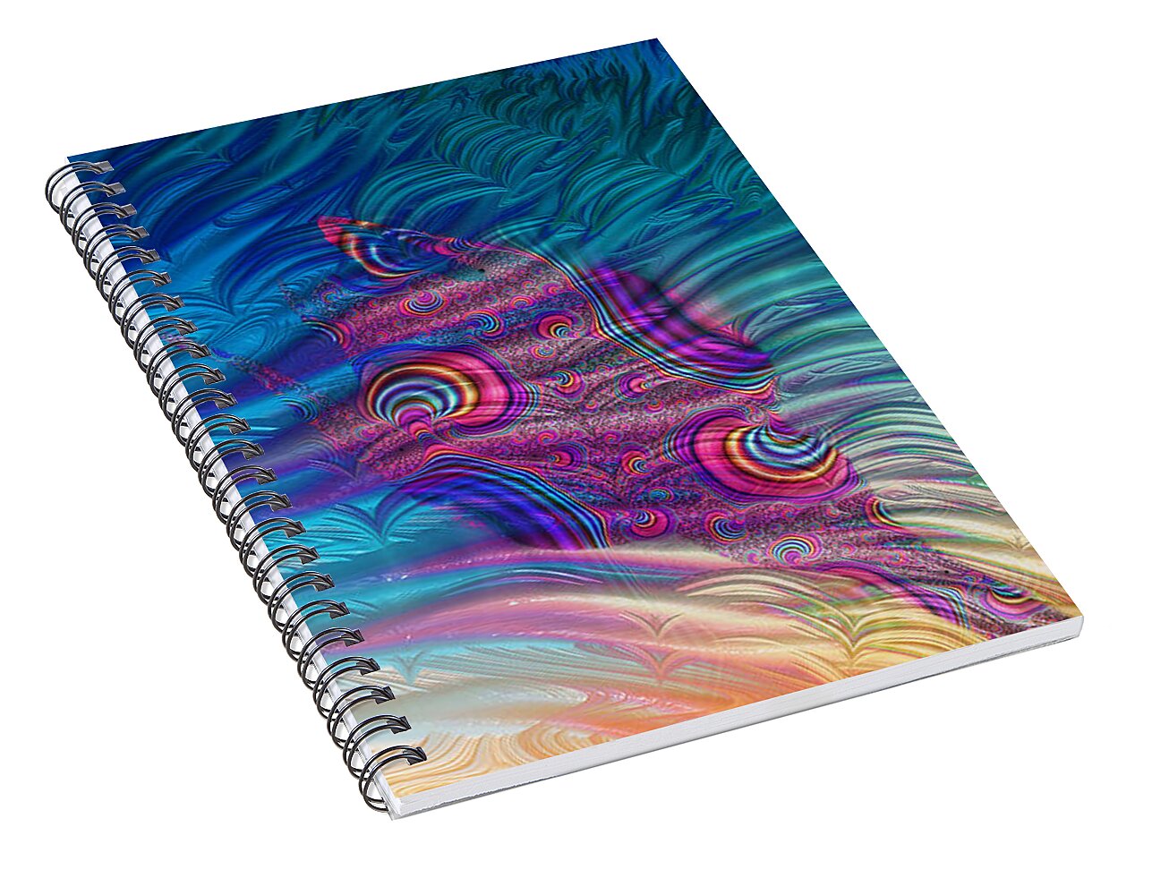Feathery Fractals Artistic Design - Spiral Notebook