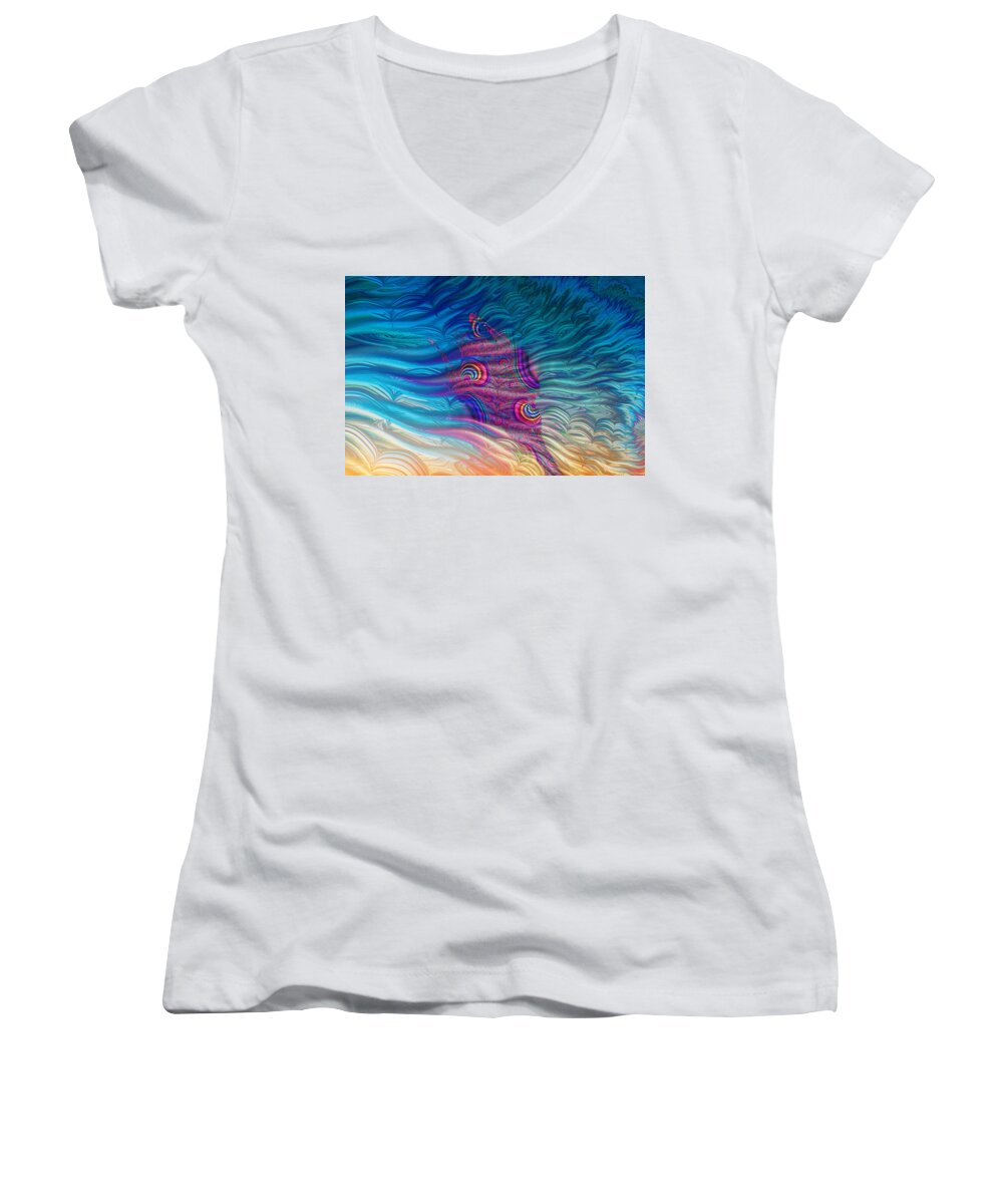 Feathery Fractals Artistic Design - Women's V-Neck