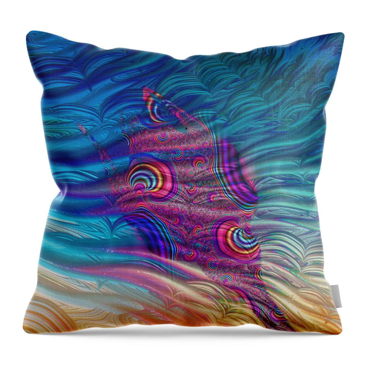Feathery Fractals Artistic Design - Throw Pillow