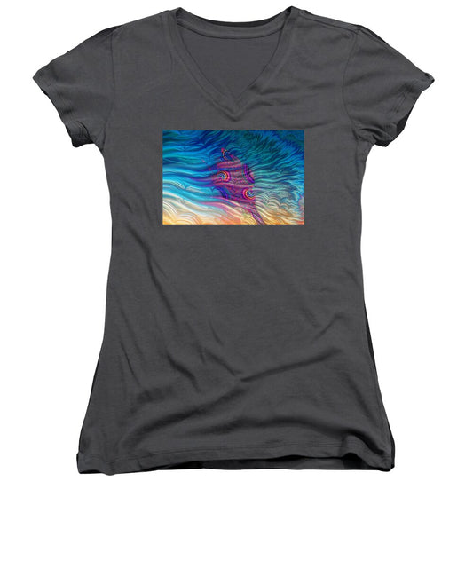 Feathery Fractals Artistic Design - Women's V-Neck