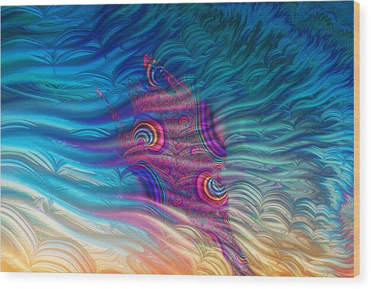 Feathery Fractals Artistic Design - Wood Print