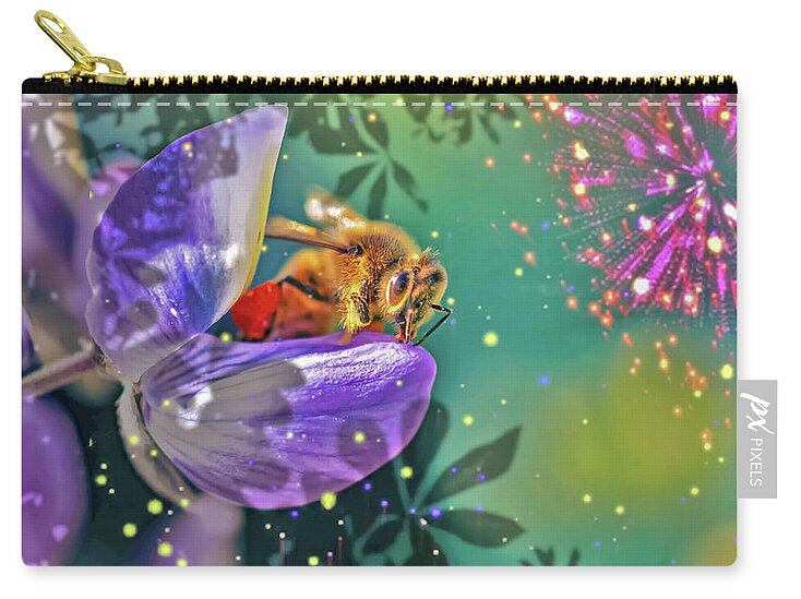 Fireworks and Bee on Flower - Zip Pouch
