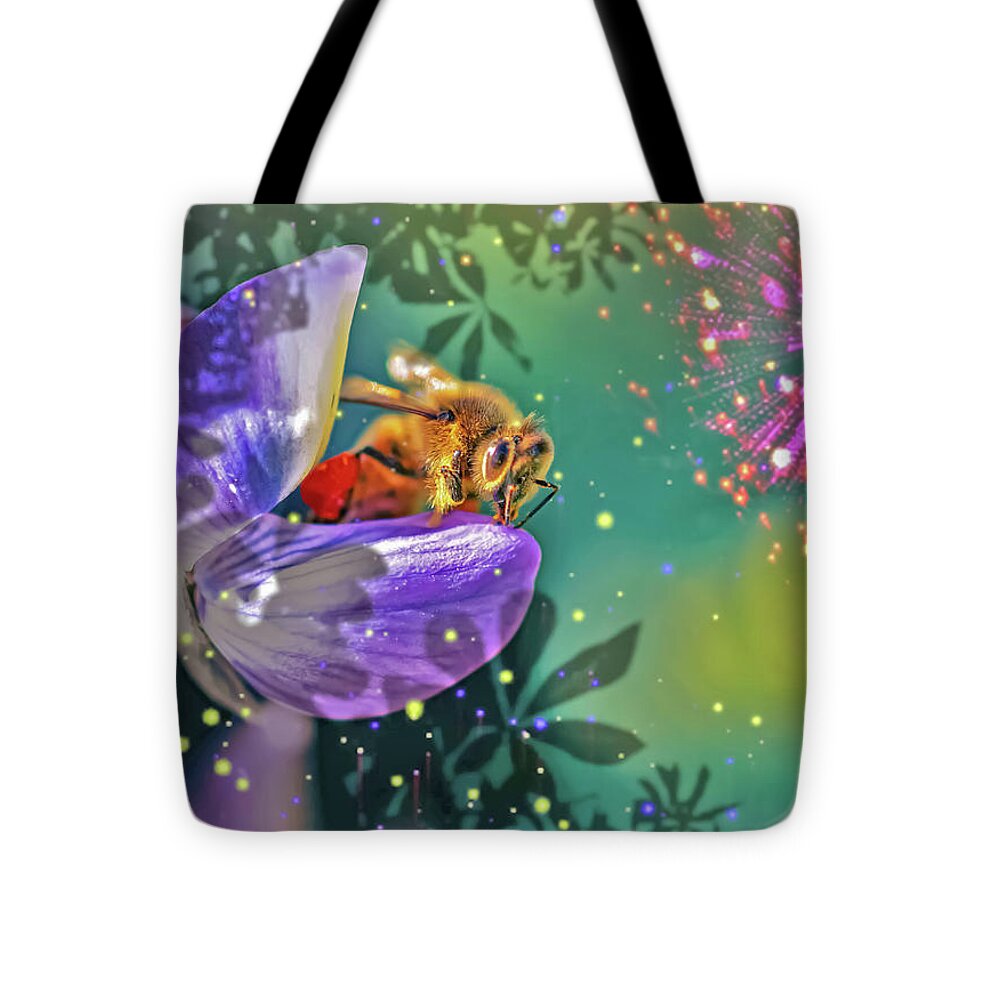 Fireworks and Bee on Flower - Tote Bag