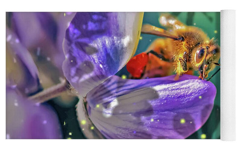 Fireworks and Bee on Flower - Yoga Mat