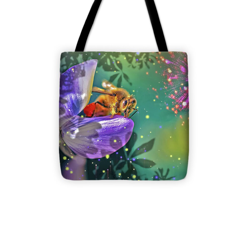 Fireworks and Bee on Flower - Tote Bag