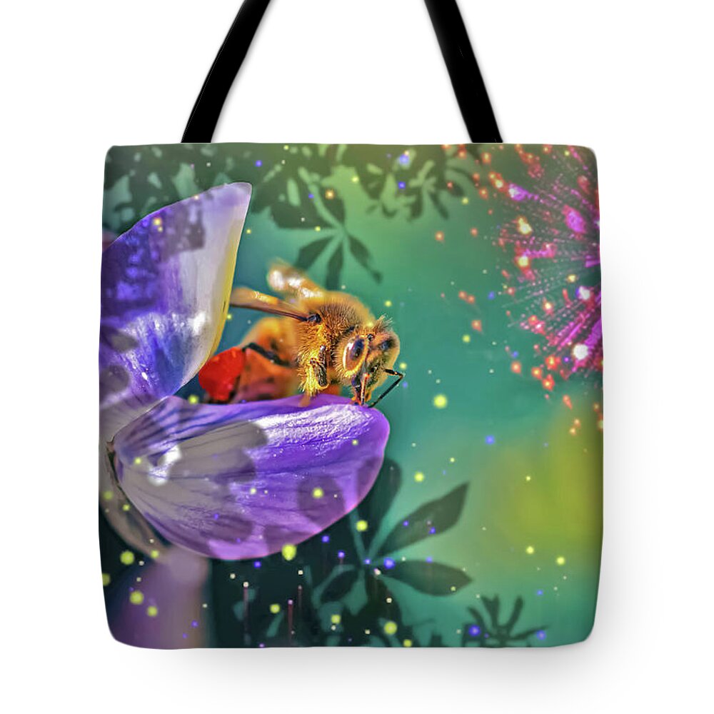 Fireworks and Bee on Flower - Tote Bag