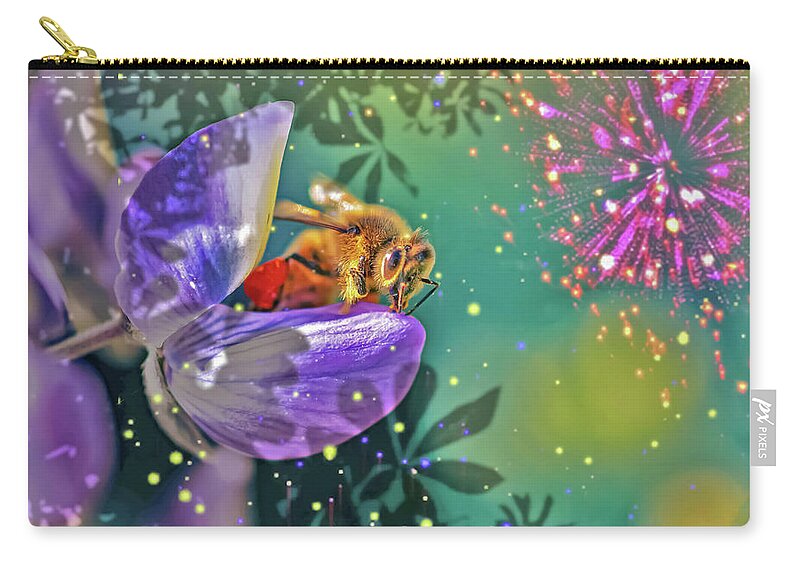 Fireworks and Bee on Flower - Zip Pouch
