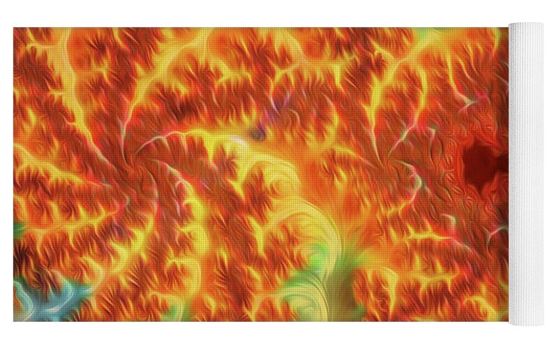 Firey Fractals of Orange and Yellow - Yoga Mat