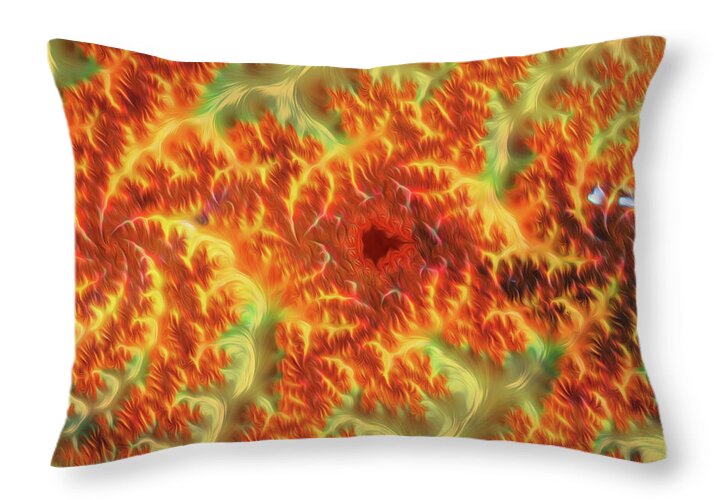 Firey Fractals of Orange and Yellow - Throw Pillow