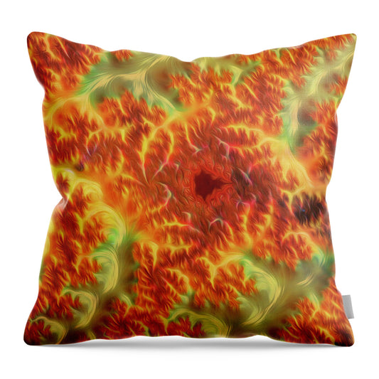 Firey Fractals of Orange and Yellow - Throw Pillow