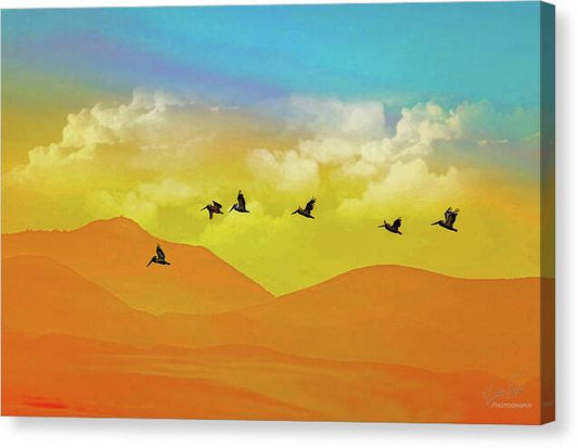 Flying Birds on an artistic background - Canvas Print