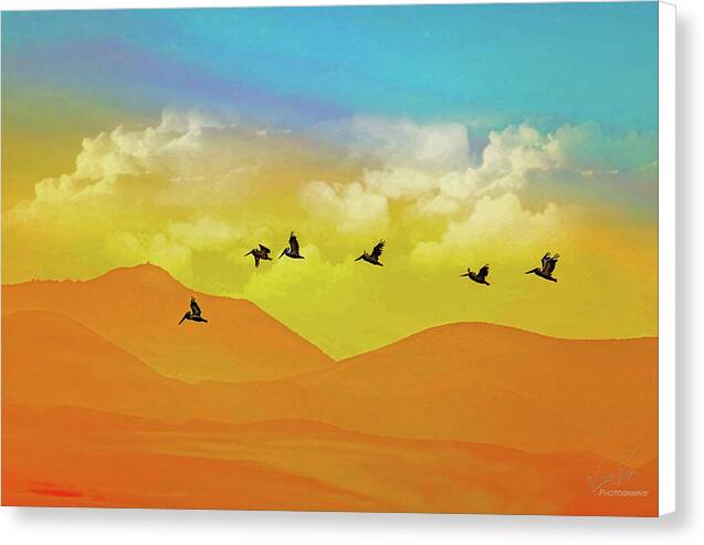 Flying Birds on an artistic background - Canvas Print