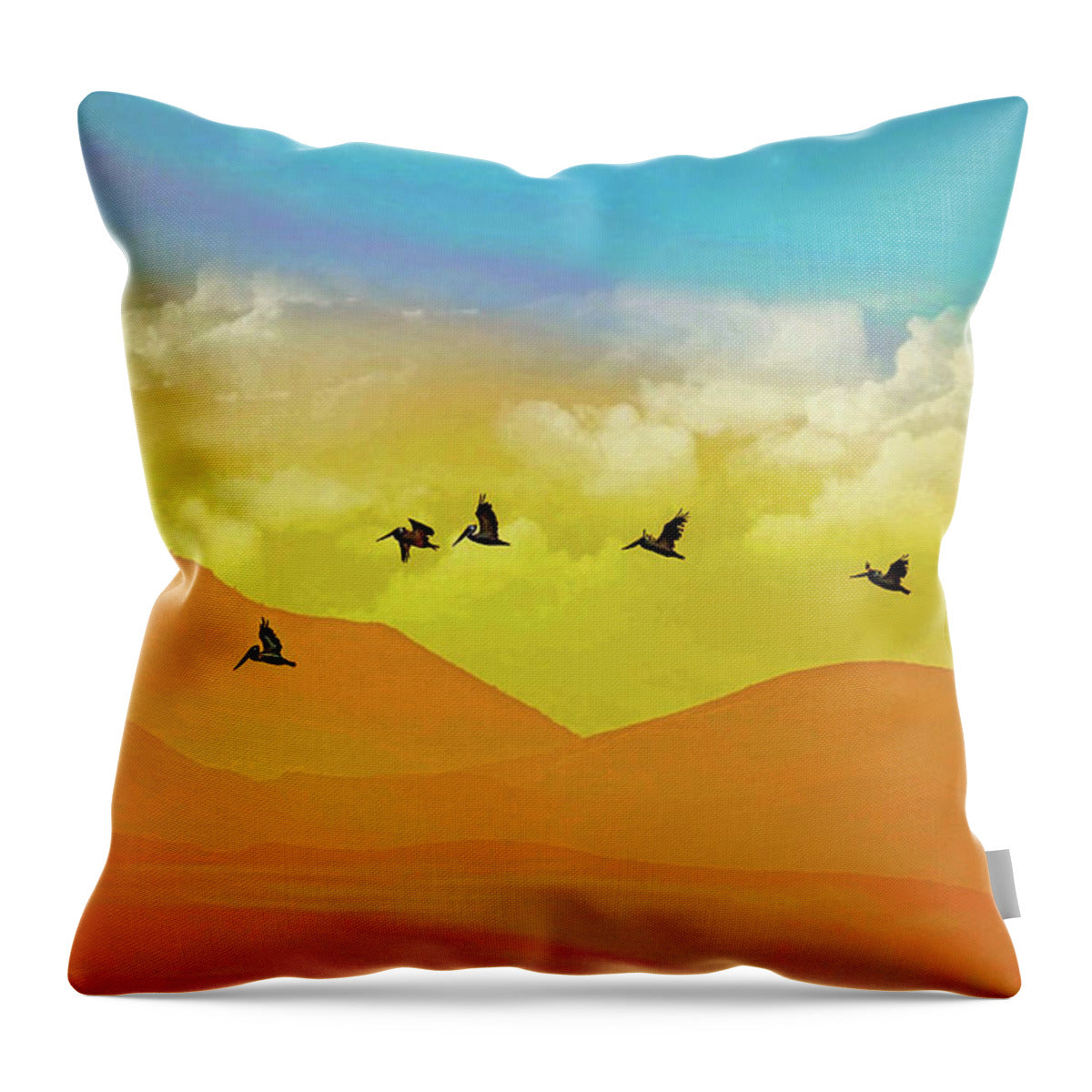 Flying Birds on an artistic background - Throw Pillow