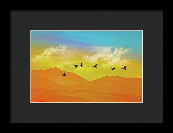 Flying Birds on an artistic background - Framed Print