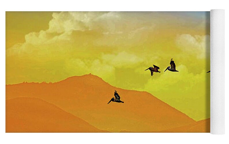 Flying Birds on an artistic background - Yoga Mat