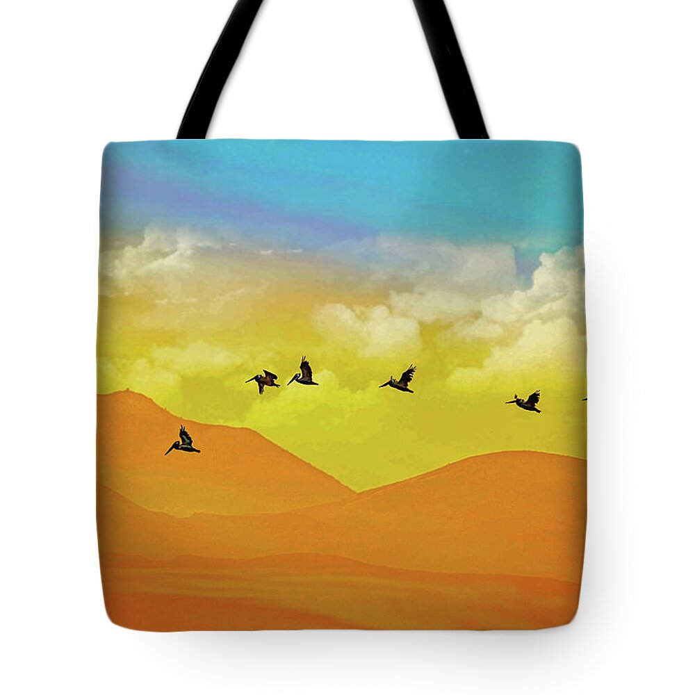 Flying Birds on an artistic background - Tote Bag