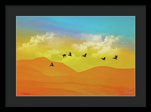 Flying Birds on an artistic background - Framed Print