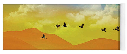 Flying Birds on an artistic background - Yoga Mat