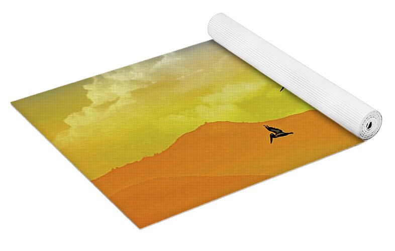 Flying Birds on an artistic background - Yoga Mat