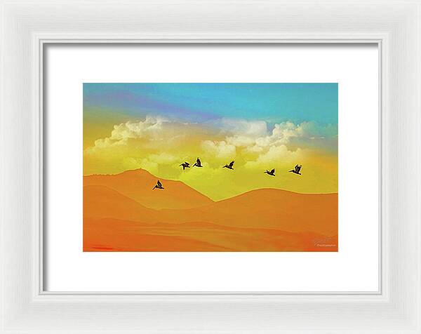 Flying Birds on an artistic background - Framed Print