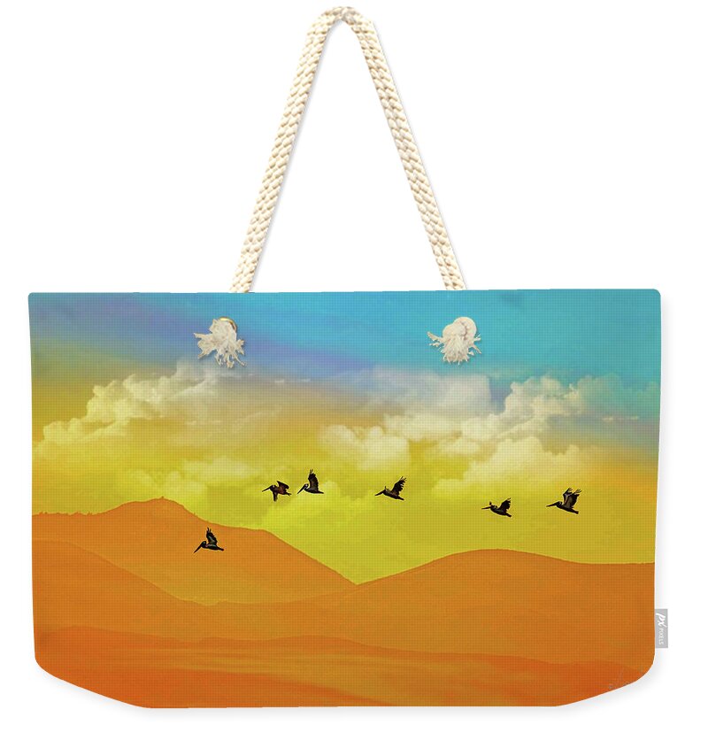 Flying Birds on an artistic background - Weekender Tote Bag