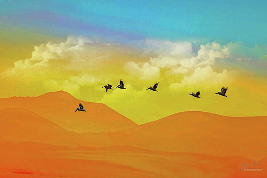 Flying Birds on an artistic background - Art Print